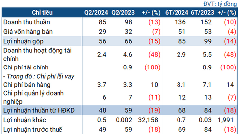 Đầm Sen Nước báo lãi quý 2 giảm trên nền cao, đầu tư cổ phiếu lãi 23%