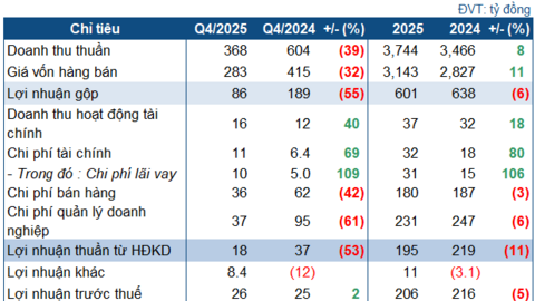 Ngược dòng doanh thu, một thành viên Vinachem tăng lãi 24% trong quý 4