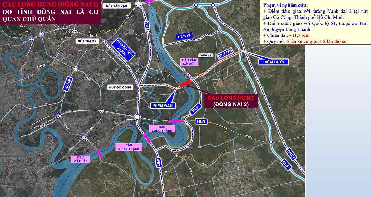 Vị trí xây dựng cầu Long Hưng. Ảnh: Sở Xây dựng tỉnh Đồng Nai