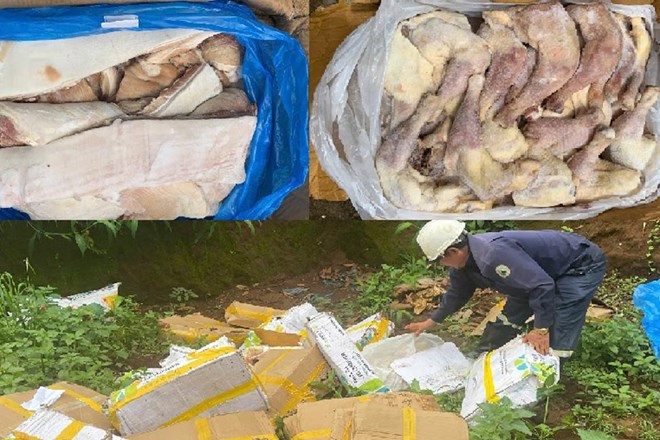 Gia Lai tiêu hủy gần 1 tấn thịt heo, đùi gà bốc mùi, không rõ nguồn gốc