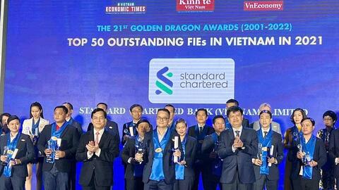 Ngân hàng Standard Chartered Việt Nam được vinh danh “Ngân hàng nước ngoài hàng đầu Việt Nam” năm 2021.