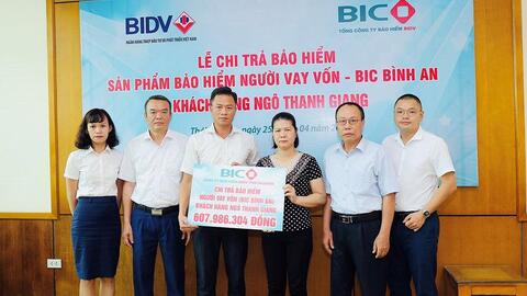 BIC chi trả hơn 600 triệu đồng tiền bảo hiểm cho khách hàng vay vốn tại Thái Nguyên