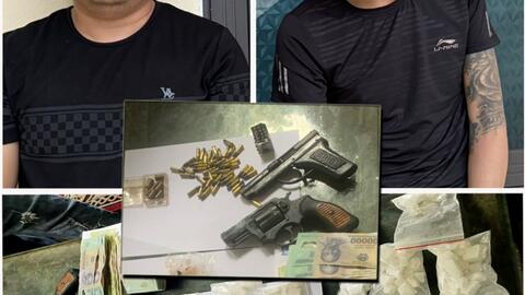 Thanh Hóa: Bắt 2 đối tượng, thu giữ 1 bánh heroin, 1.500 viên hồng phiến và 2 khẩu súng