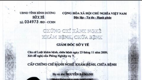 Bình Dương: Phát hiện 6 cá nhân sử dụng chứng chỉ hành nghề giả