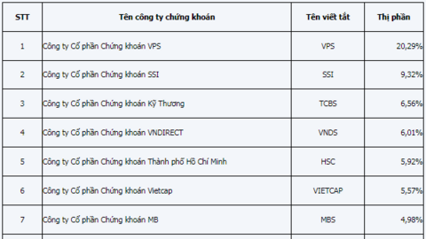 Thị phần HOSE quý 1/2024: Nhiều hoán đổi thứ hạng ở dưới top 5