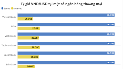 Ngày 14/1: Tỷ giá trung tâm tăng 6 đồng