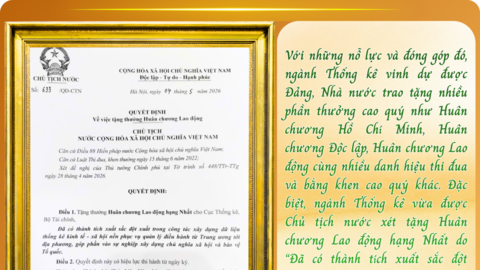 Đón nhận Huân chương Lao động hạng Nhất – ngành Thống kê khắc thêm dấu son rực rỡ cho hành trình 80 năm