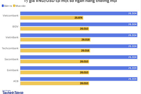 Ngày 4/3: Tỷ giá trung tâm tăng 6 đồng