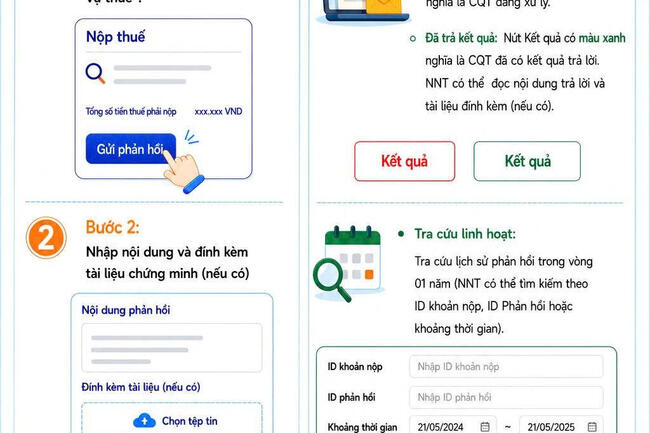 3 bước gửi và theo dõi phản hồi nghĩa vụ thuế trên eTax Mobile