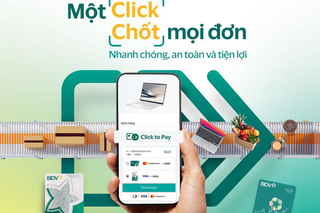 BIDV ra mắt Click to Pay cho chủ thẻ Visa và Mastercard, mang đến trải nghiệm thanh toán trực tuyến nhanh chóng, an toàn