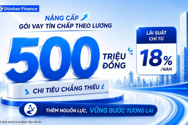 Shinhan Finance nâng hạn mức vay tín chấp lên đến 500 triệu đồng, đồng hành cùng khách hàng trong mọi kế hoạch tài chính