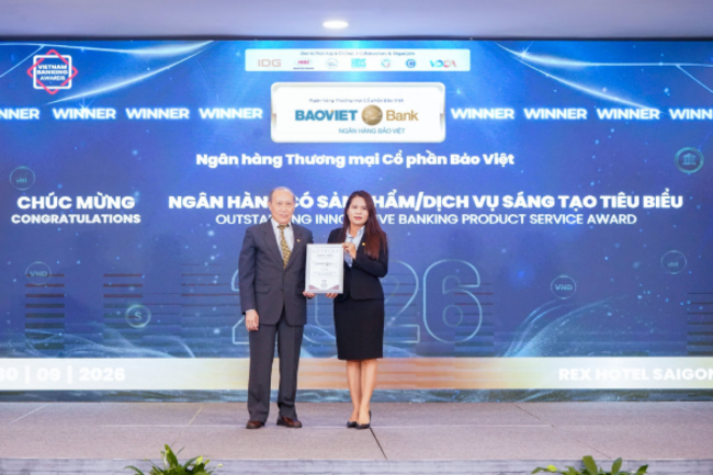BAOVIET Bank được vinh danh “Ngân hàng có sản phẩm dịch vụ sáng tạo tiêu biểu 2026”