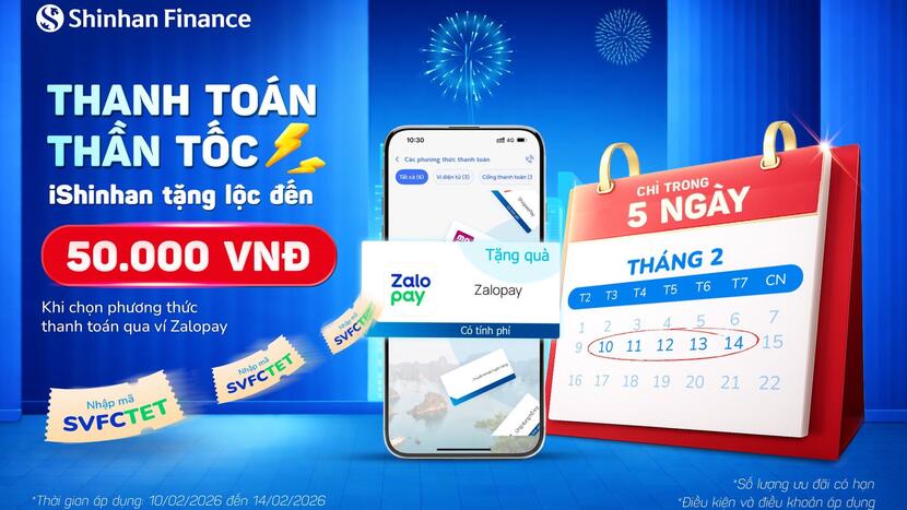 Duy nhất 5 “ngày vàng”: Shinhan Finance tung ưu đãi giảm ngay 50.000 đồng