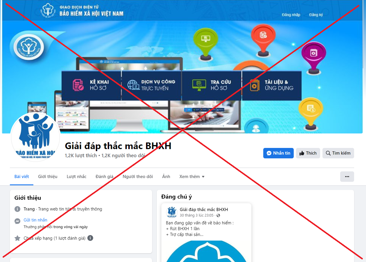 Trang giả mạo cơ quan bảo hiểm xã hội.