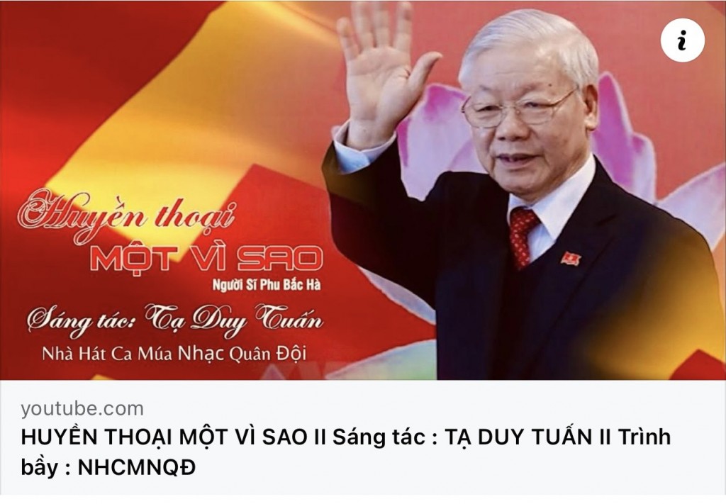 Ca khúc Trung tá, nhạc sĩ Tạ Duy Tuấn sáng tác và được tập thể Nhà hát Ca Múa Nhạc Quân đội thực hiện để dâng lên Tổng Bí thư