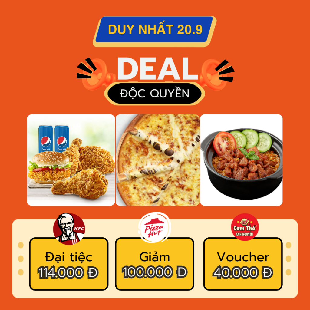 Thực đơn thịnh soạn của Ngày hội ShopeeFood 20.9 quy tụ các món ăn hấp dẫn từ Á sang Âu - Cơm thố Anh Nguyễn, Pizza Hut và gà rán KFC với loạt ưu đãi độc quyền