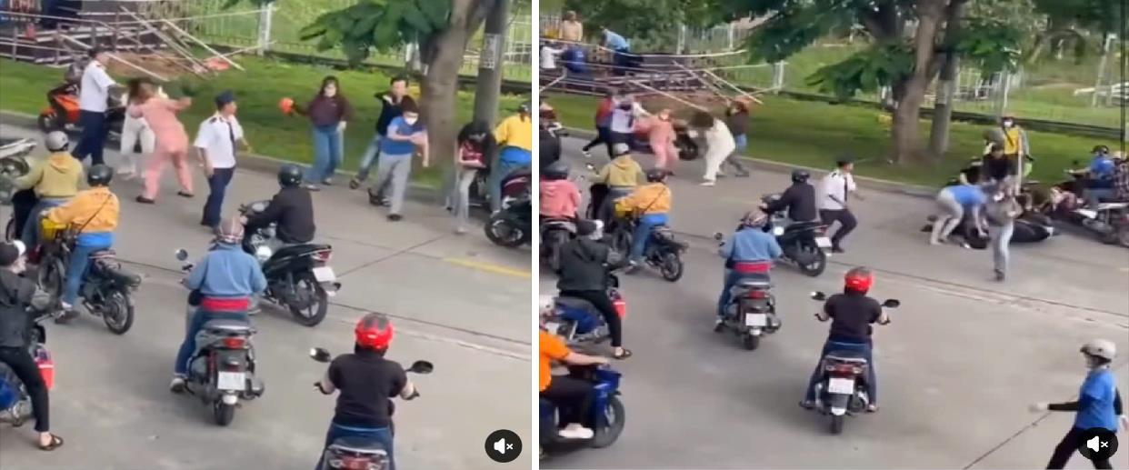 Các đối tượng gây rối tại khu công nghiệp. Ảnh: Công an tỉnh Đồng Nai