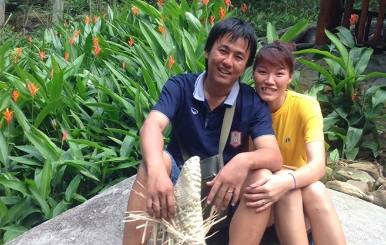 Huấn luyện viên Ngọc Hoa và ông xã Lê Thái Bình thời