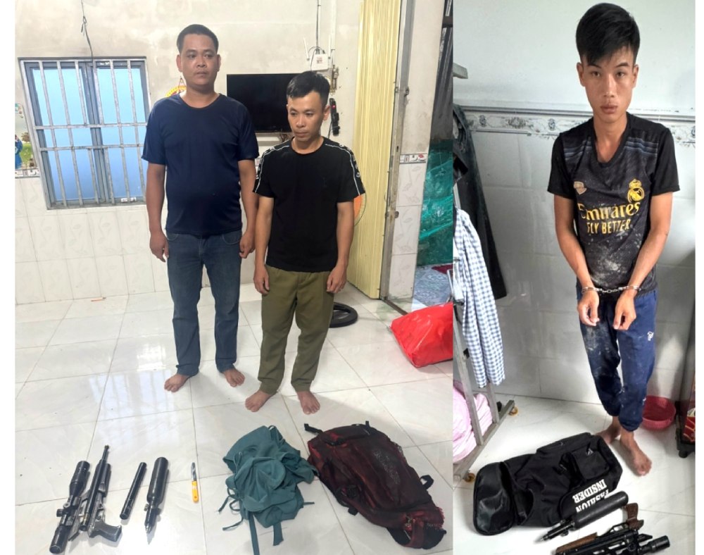 Các đối tượng và tang vật. Ảnh: CACC