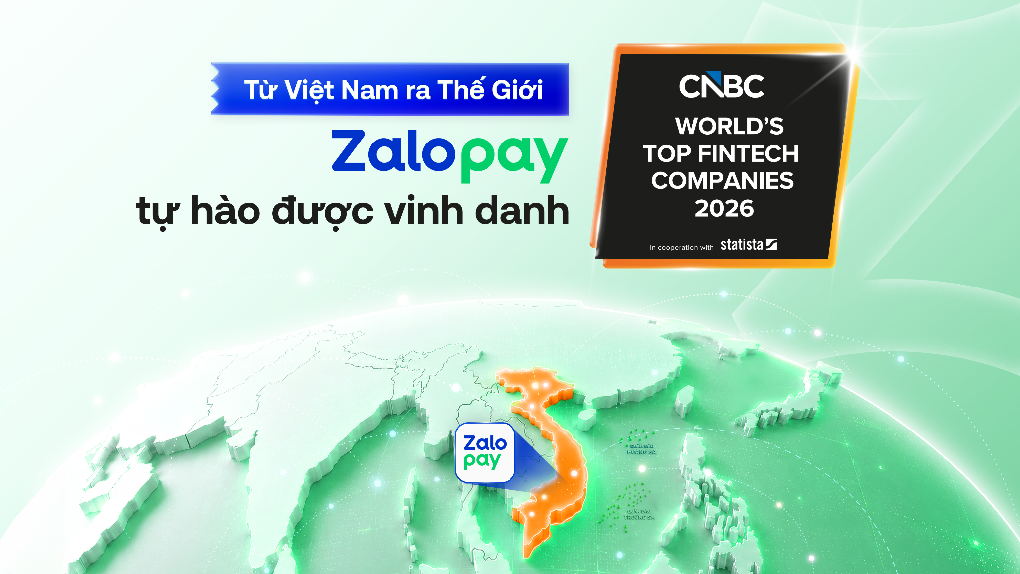 Zalopay được CNBC và Statista vinh danh trong danh sách World's Top Fintech Companies 2026, hạng mục Thanh toán