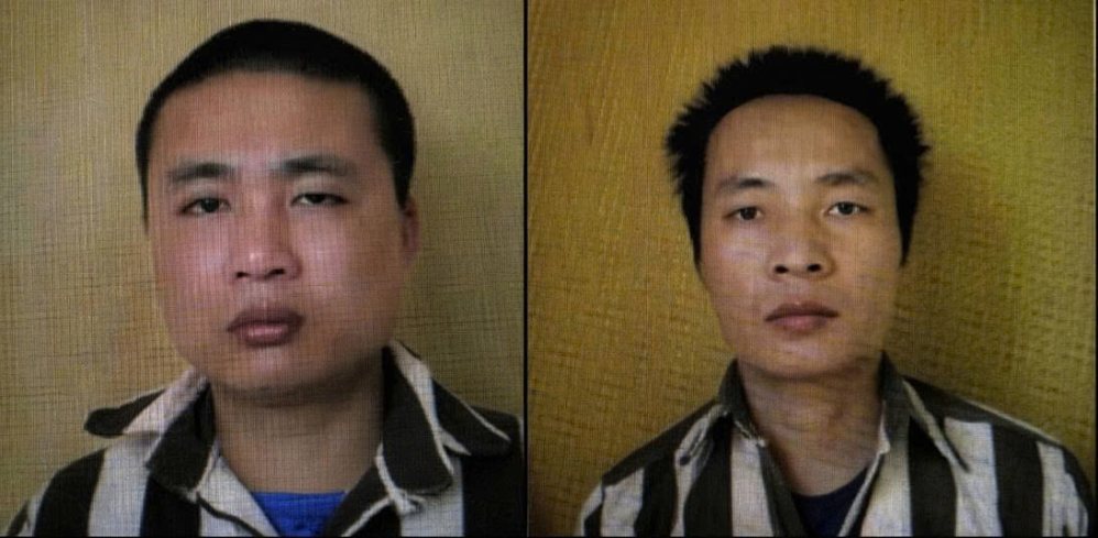 Phạm nhân Lê Văn Cường, Lữ Văn Toàn. Ảnh: Công an cung cấp